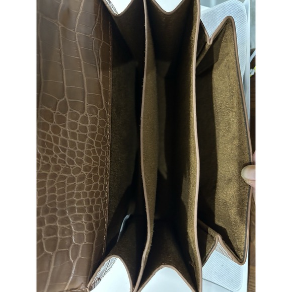 Coniac Brown Alligator Design Shoulder Chain Strap Handbag Rectangle Adjustable - Picture 4 of 6